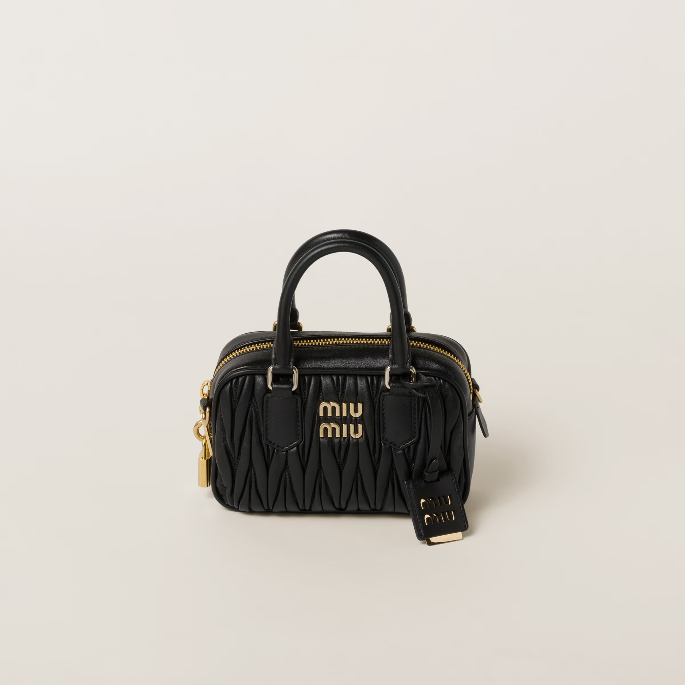 Black Arcadie Matelassé Nappa Leather Bag | Miu Miu | Miu Miu US