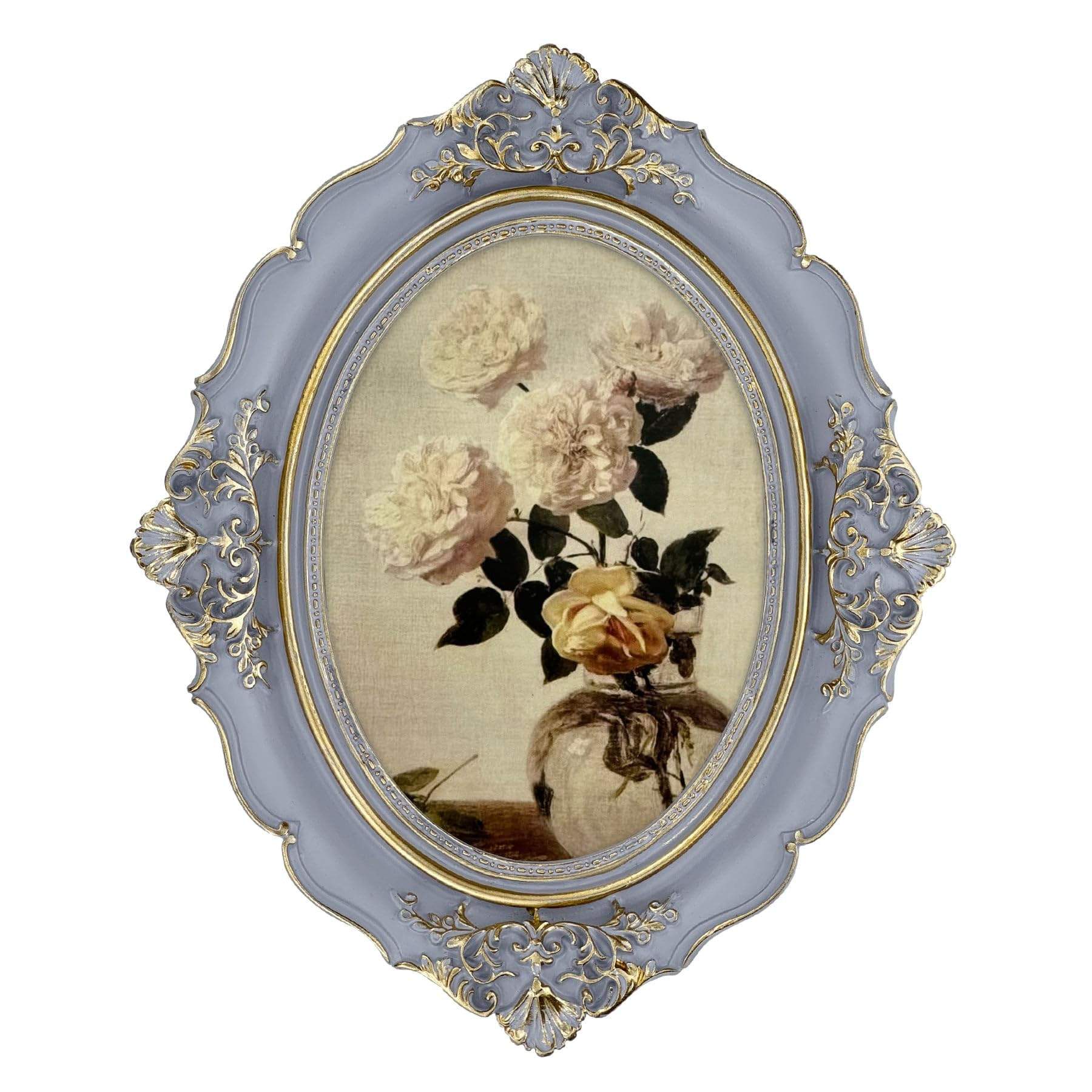 Oval Picture Frame, 5x7 Vintage Picture Frame Light Purple, Glass Front, Antique Decor for Tabletop or Wall Hanging, Vintage Wall Art | Amazon (US)