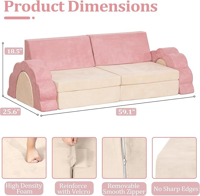 Kids Couch 10PCS, Modular Kids Play Couch, Multifunctional Foam Toddler Sofa, Imaginative Convert... | Amazon (US)