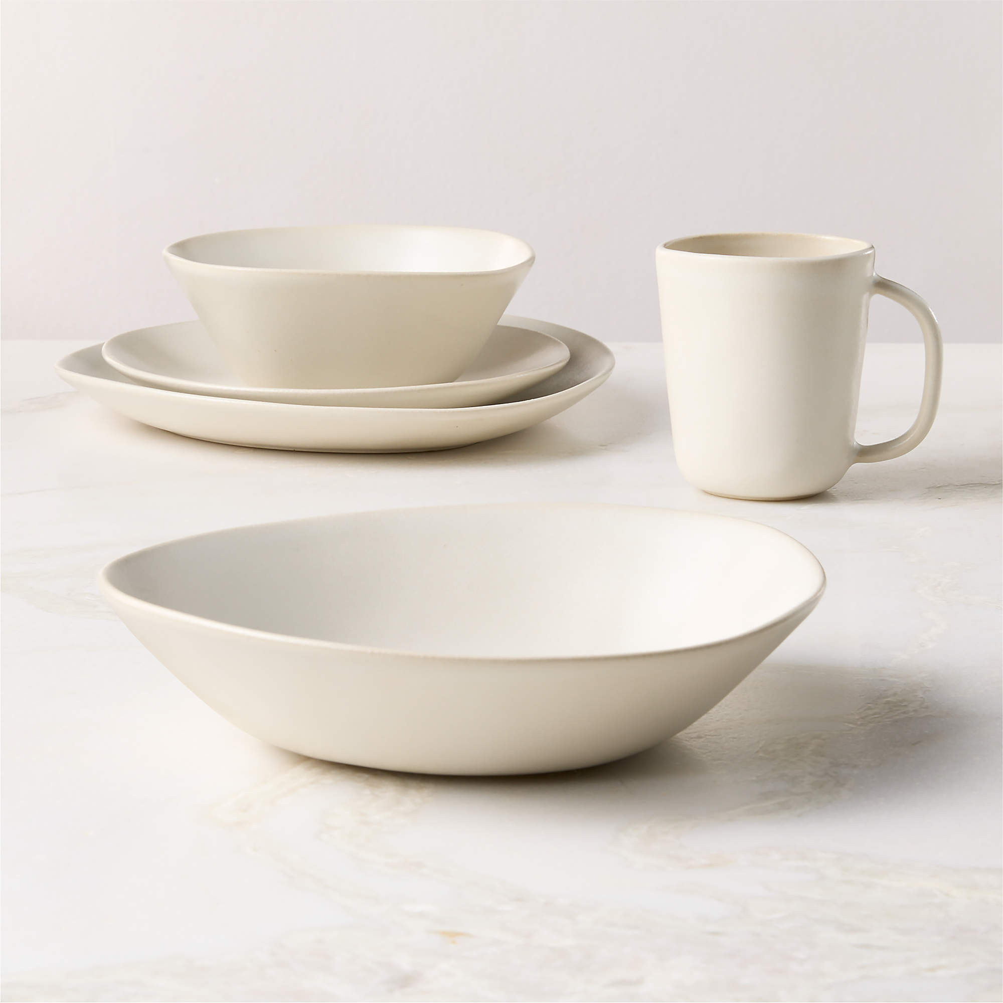 Selene Ivory Stoneware Salad Plates Set of 6 + Reviews | CB2 | CB2