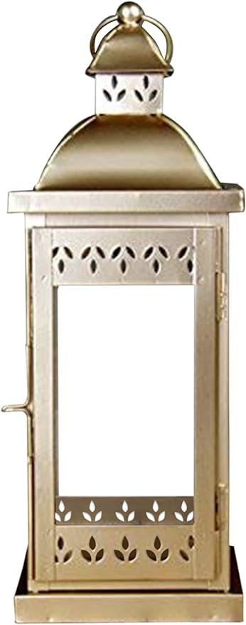 Hosley 15 Inch High Large Clear Glass Iron Classic Style Lantern Gold. Ideal Gift for Parties Wed... | Amazon (US)