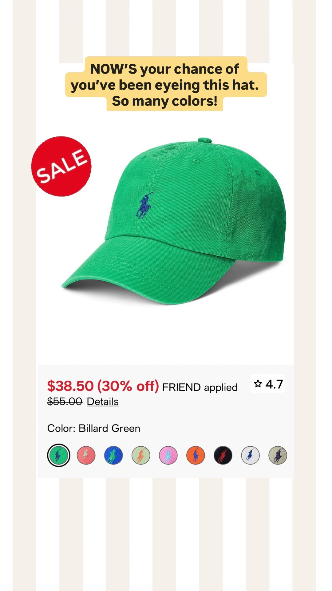 I’ve never seen these polo Ralph Lauren hats prices this low. 
Use code: FRIEND at checkout
Hello, mother’s day gift !
Linked some free people things too 

#LTKmomlife #LTKOver40 #LTKMothersDay