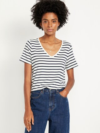 Luxe V-Neck Striped T-Shirt | Old Navy (US)