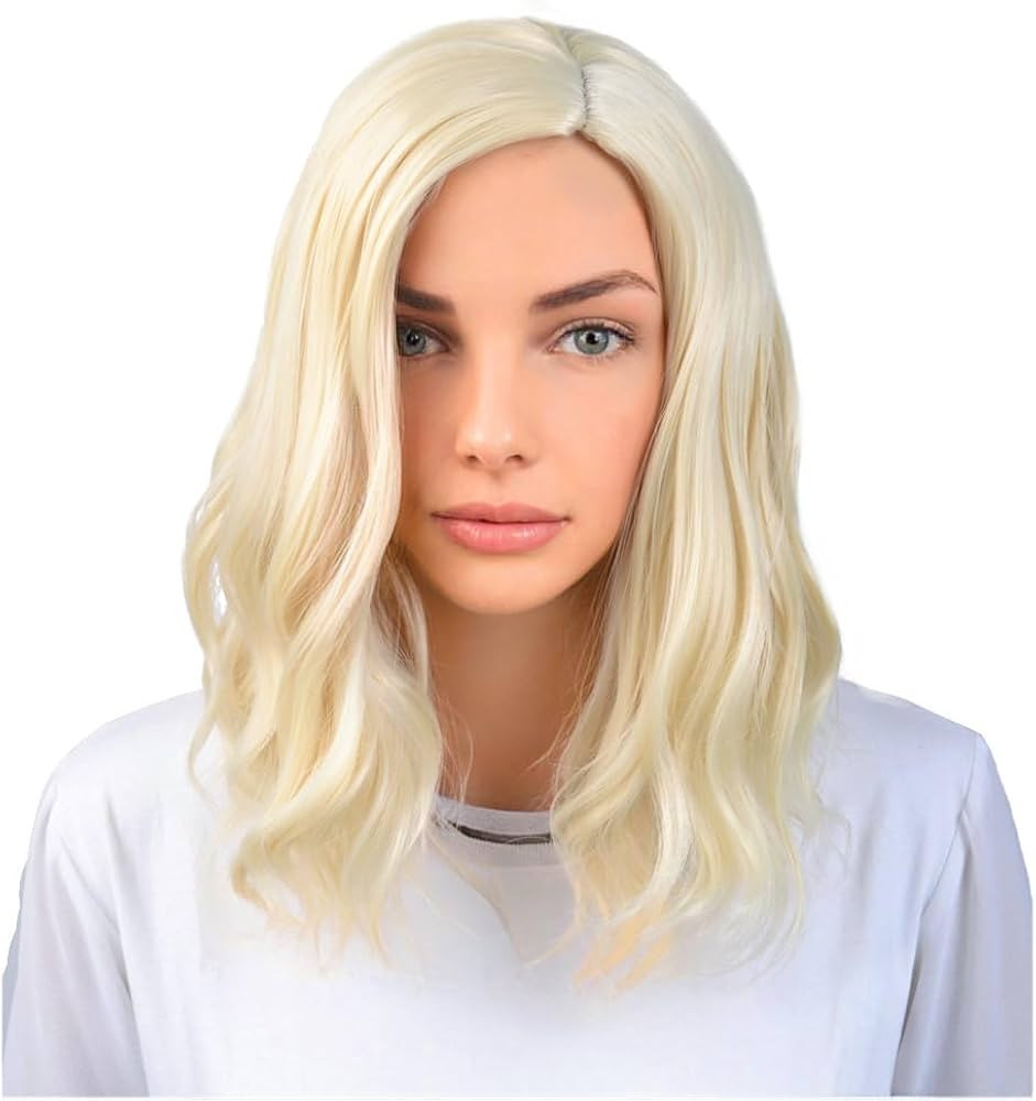 BERON Blonde Wigs 14 Inch/35 cm Women Girls Short Curly Wavy Side Part Hair Wig Light Blond Color... | Amazon (US)