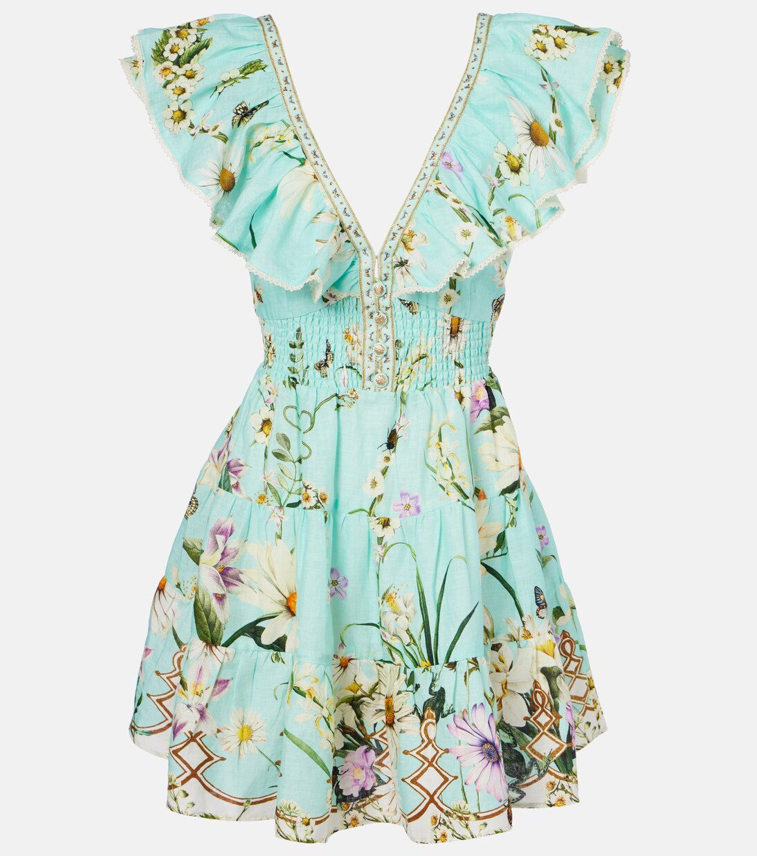 Floral embellished linen minidress | Mytheresa (UK)