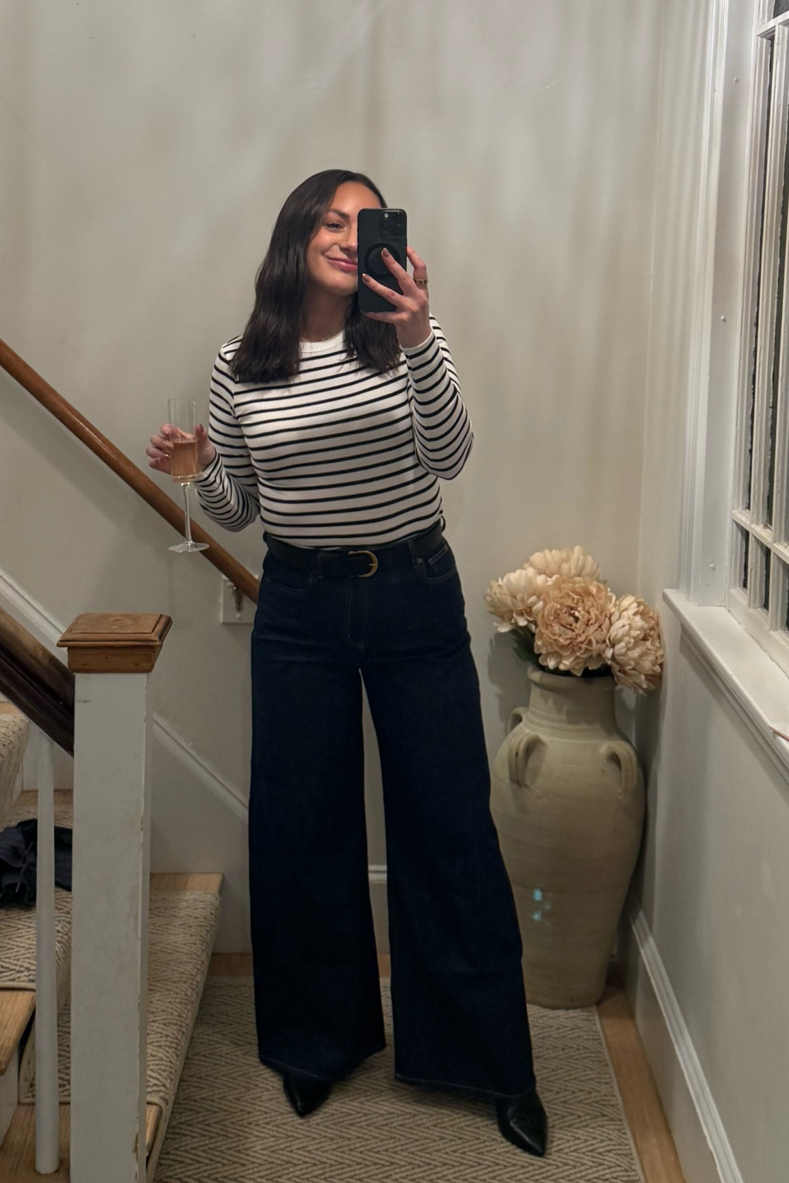 Math night outfit. Mom outfit. Casual outfit. Date night outfit. H&M find. Wide leg jeans. 

#LTKShoeCrush #LTKStyleTip #LTKFindsUnder50