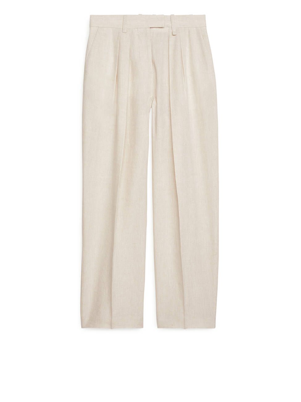 High Waist Linen Trousers - Beige - ARKET GB | ARKET (US&UK)