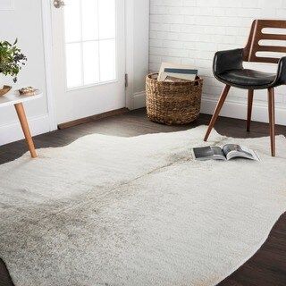 Alexander Home Faux Cowhide Silver Grey Area Rug - 5' x 6'6" | Overstock.com Shopping - The Best ... | Bed Bath & Beyond