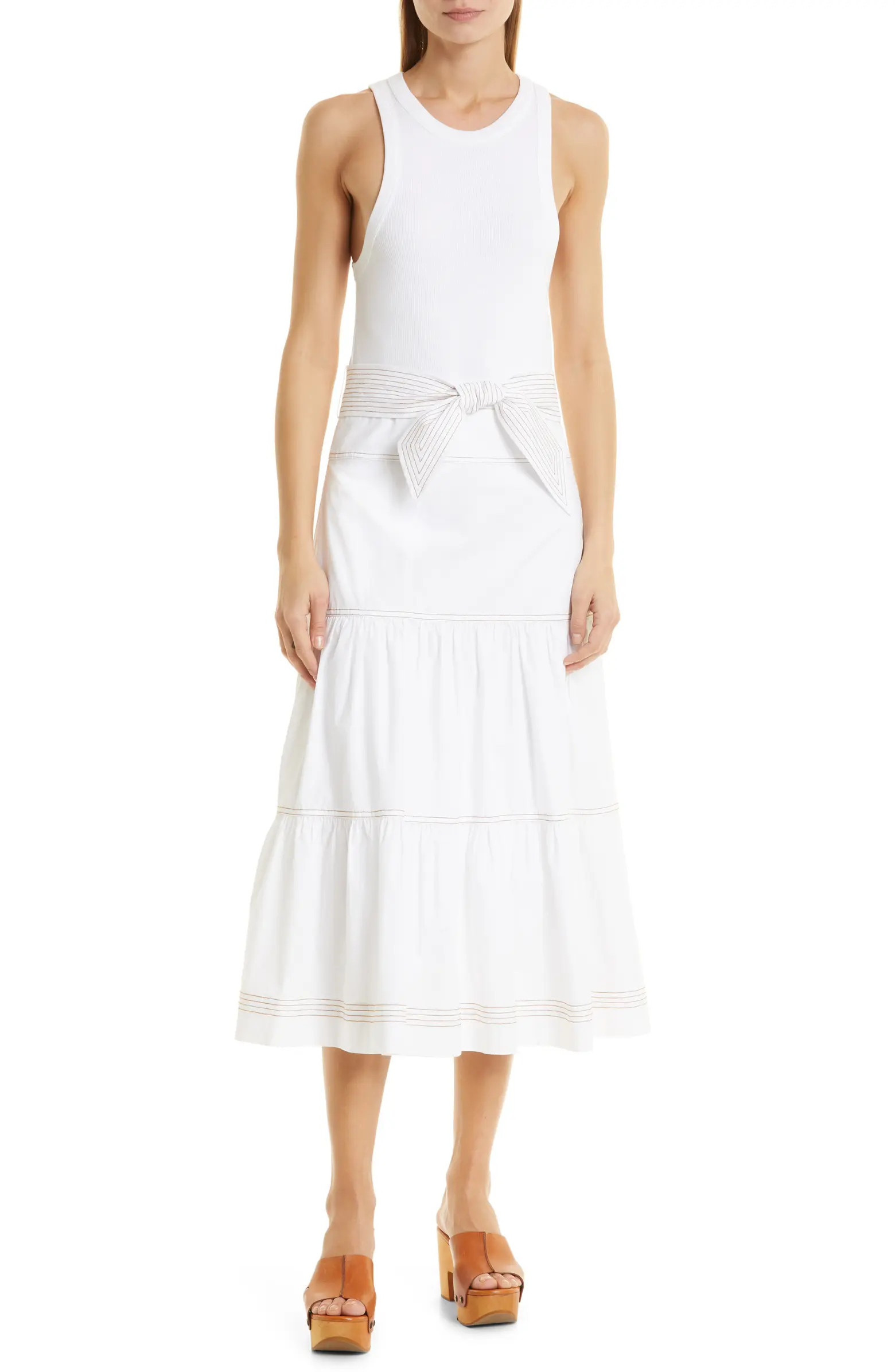 Austyn Mixed Media Stretch Cotton Dress | Nordstrom