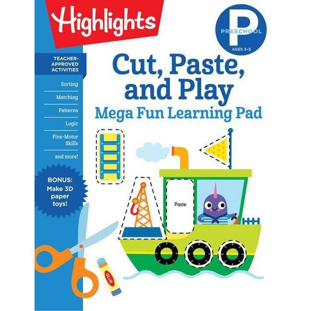 Preschool Cut, Paste, and Play Mega Fun Learning Pad - (Highlights Mega Fun Learning Pads) (Paper... | Target