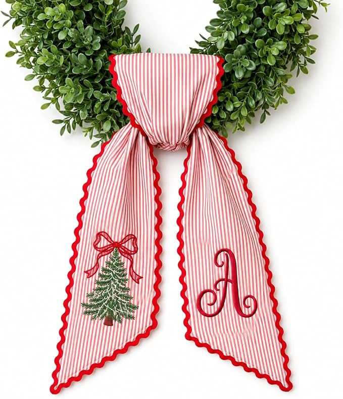 Personalized Christmas Wreath Sash with Monogram and Embroidery | Amazon (US)