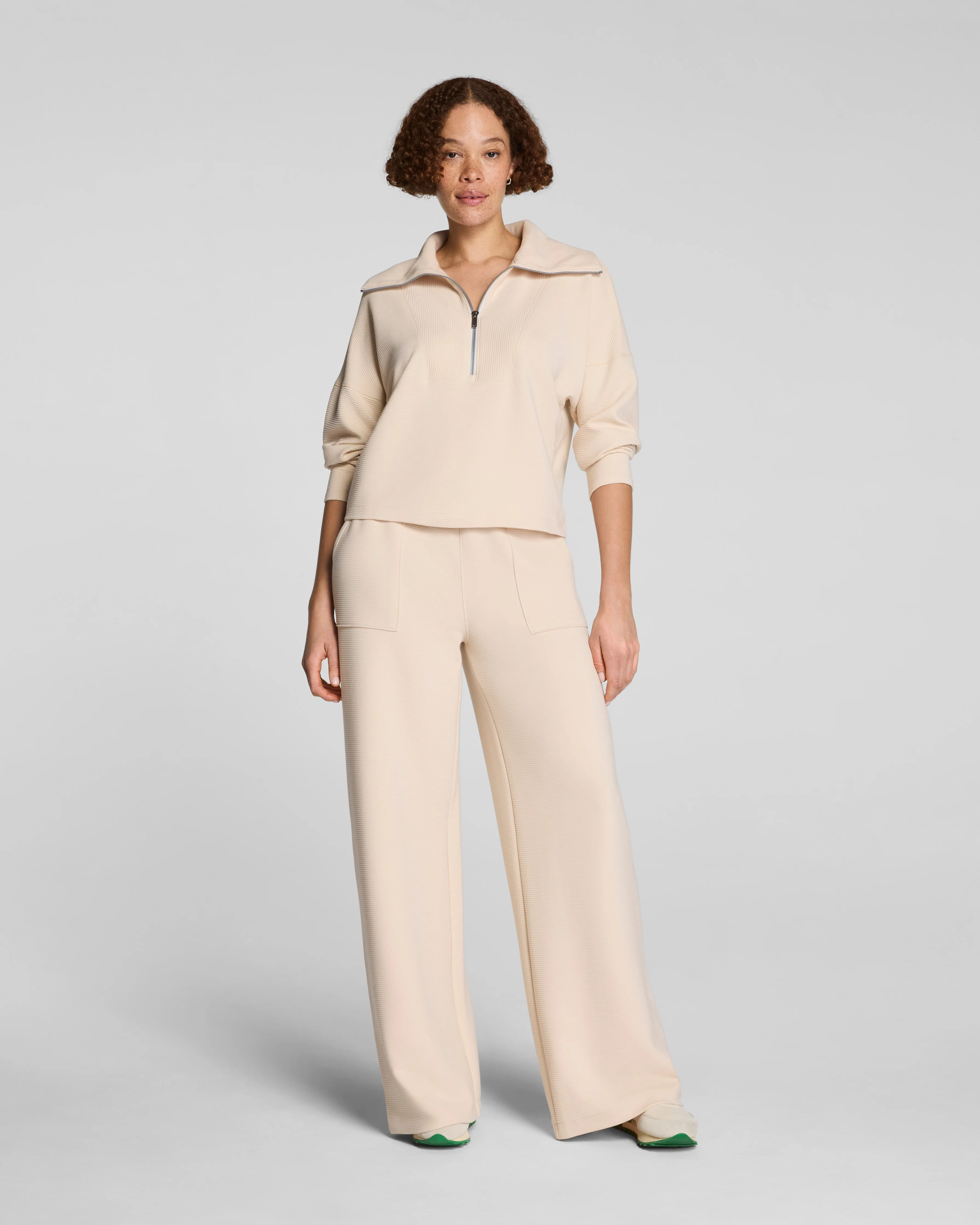 Spanx Women's SPANX AirEssentials French Rib Wide Leg Pants in Toasted Coconut | Spanx