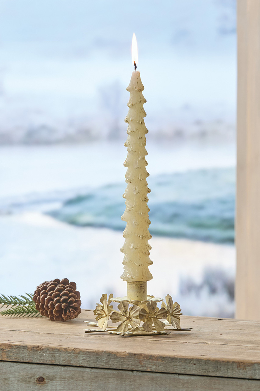 Leaves and Flowers Round Taper Candle Holder | Coldwater Creek