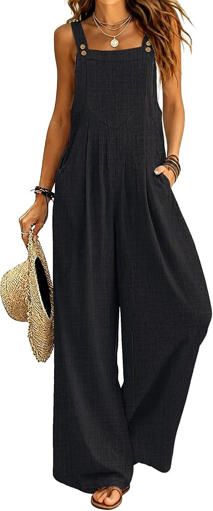 Ekouaer Womens Casual Loose Overalls Jumpsuits Summer Outfits Wide Leg | Amazon (US)