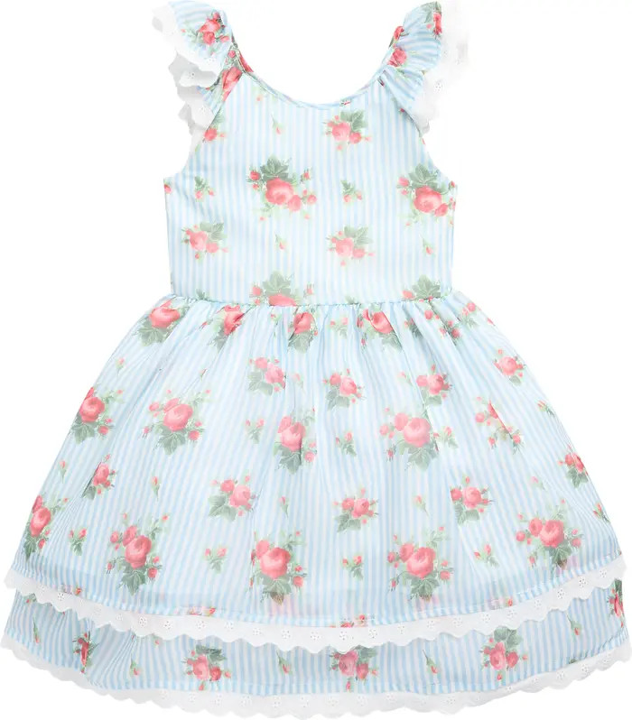 Pippa & Julie Kids' Joyce Floral Stripe Fit & Flare Dress | Nordstromrack | Nordstrom Rack