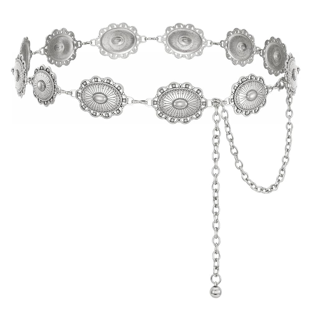 XZQTIVE Women Boho Chain Belts For Dresses Jeans Western Cowgirl Waist Links Belt Adjustable Meta... | Amazon (US)