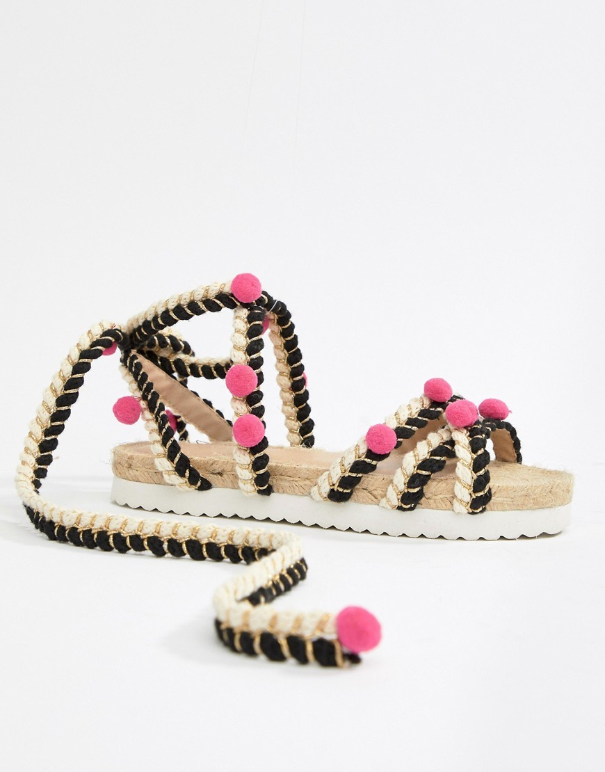 ASOS DESIGN Just Play Pom Sandals Espadrilles-Multi | ASOS (Global)