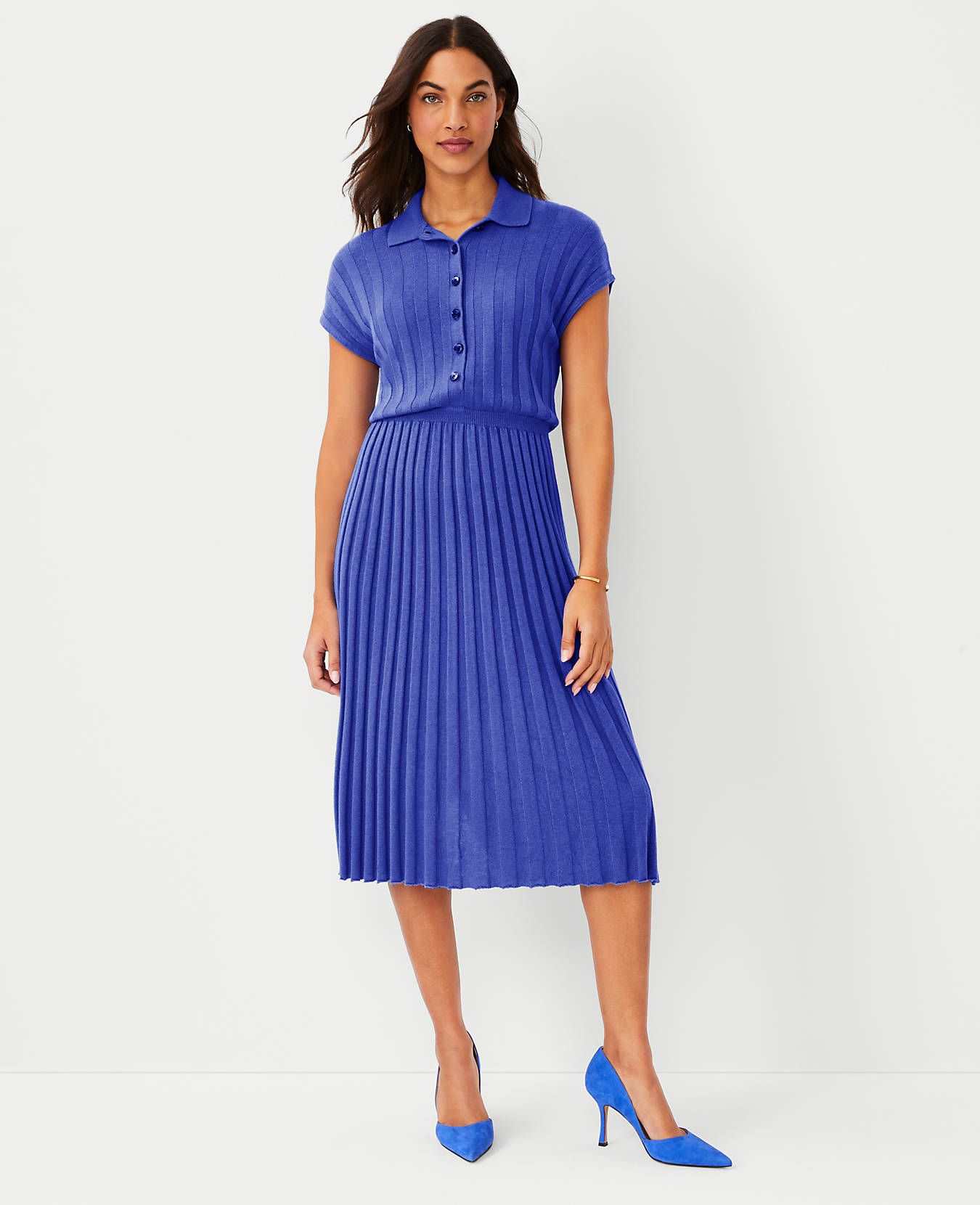 Ribbed Polo Sweater Dress | Ann Taylor (US)