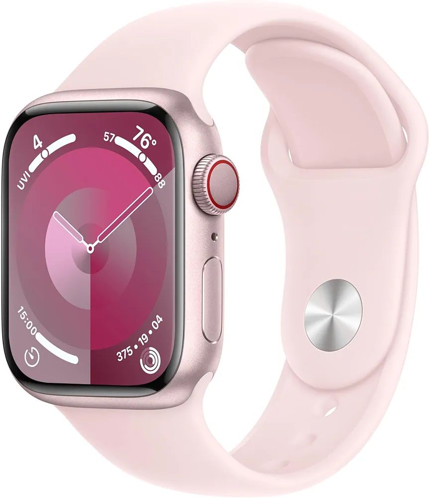 Apple Watch Series 9 [GPS + Cellular 41mm] Smartwatch with Pink Aluminum Case with Pink Sport Ban... | Amazon (US)