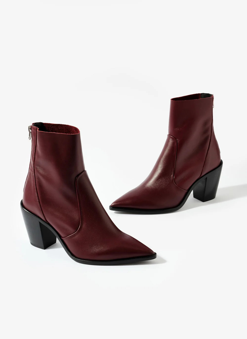 Amy Burgundy Leather Ankle Boots | Mint Velvet