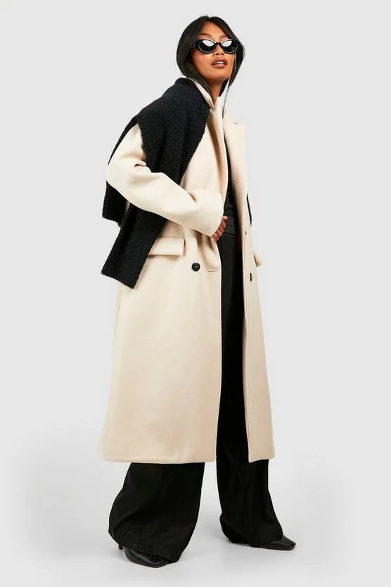 Shoulder Pad Wool Look Coat | Boohoo.com (UK & IE)