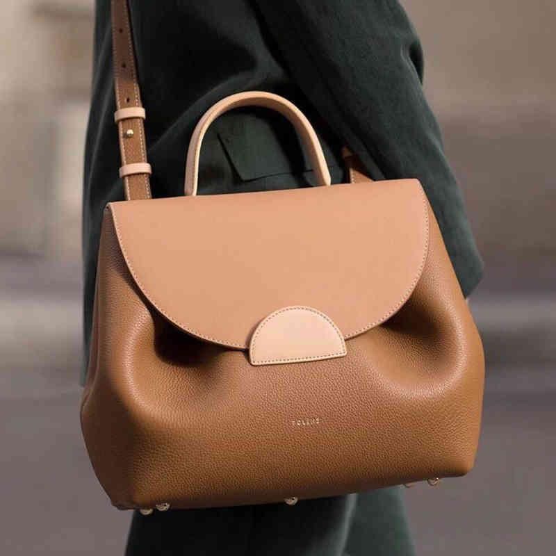 French Polene Bag Cowhide Number Light Luxury One Shoulder Portable Poleno Diagonal Straddle Wome... | DHGate