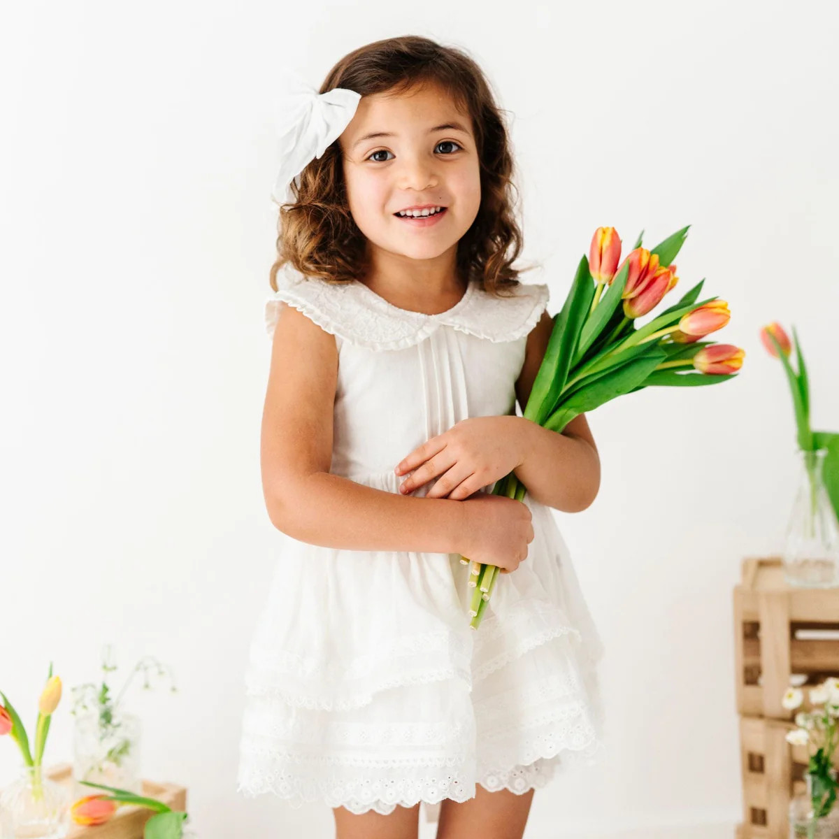 White Tiered Woven Dress | Bums & Roses