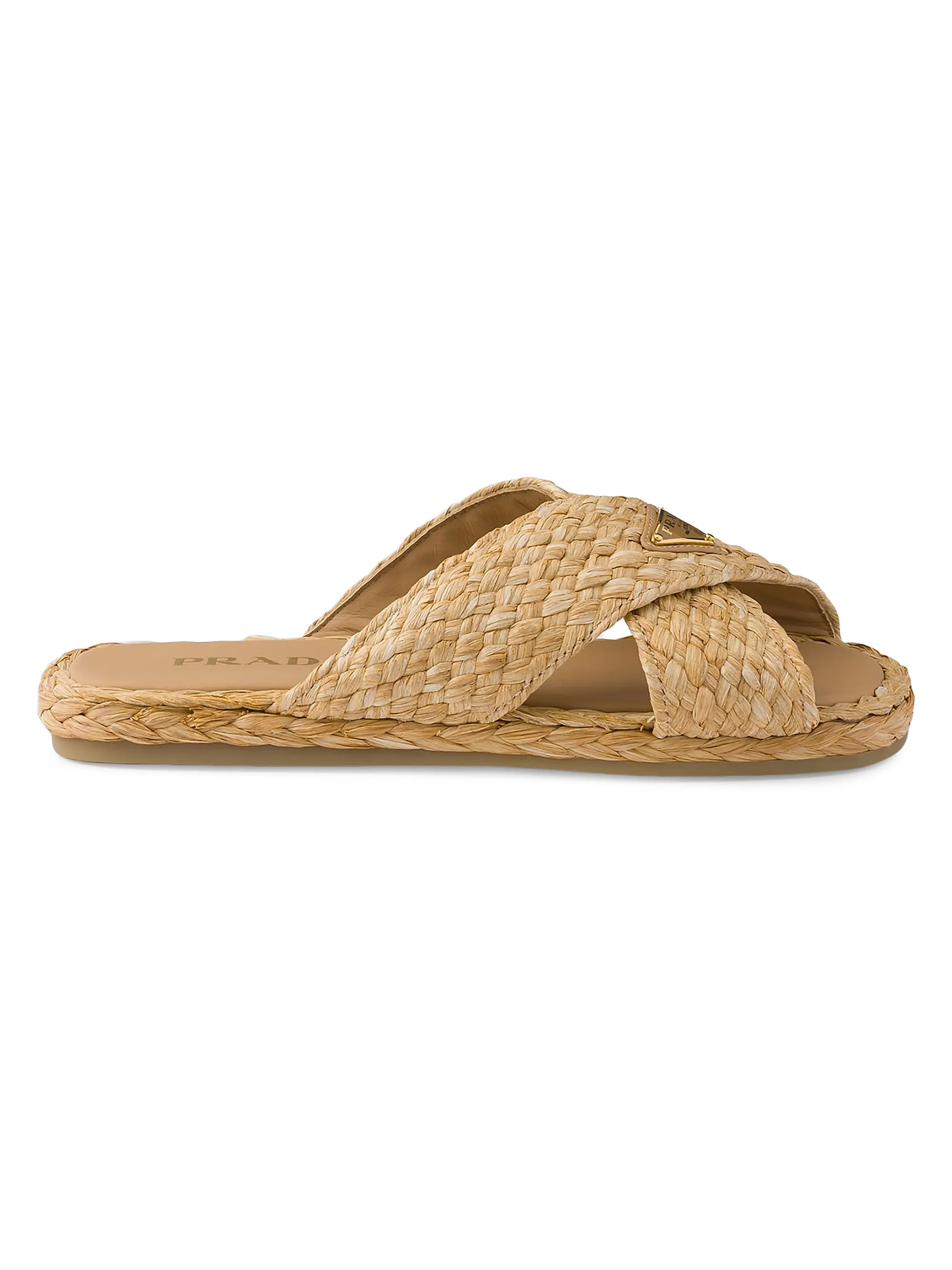 Raffia Crisscross Slides | Saks Fifth Avenue