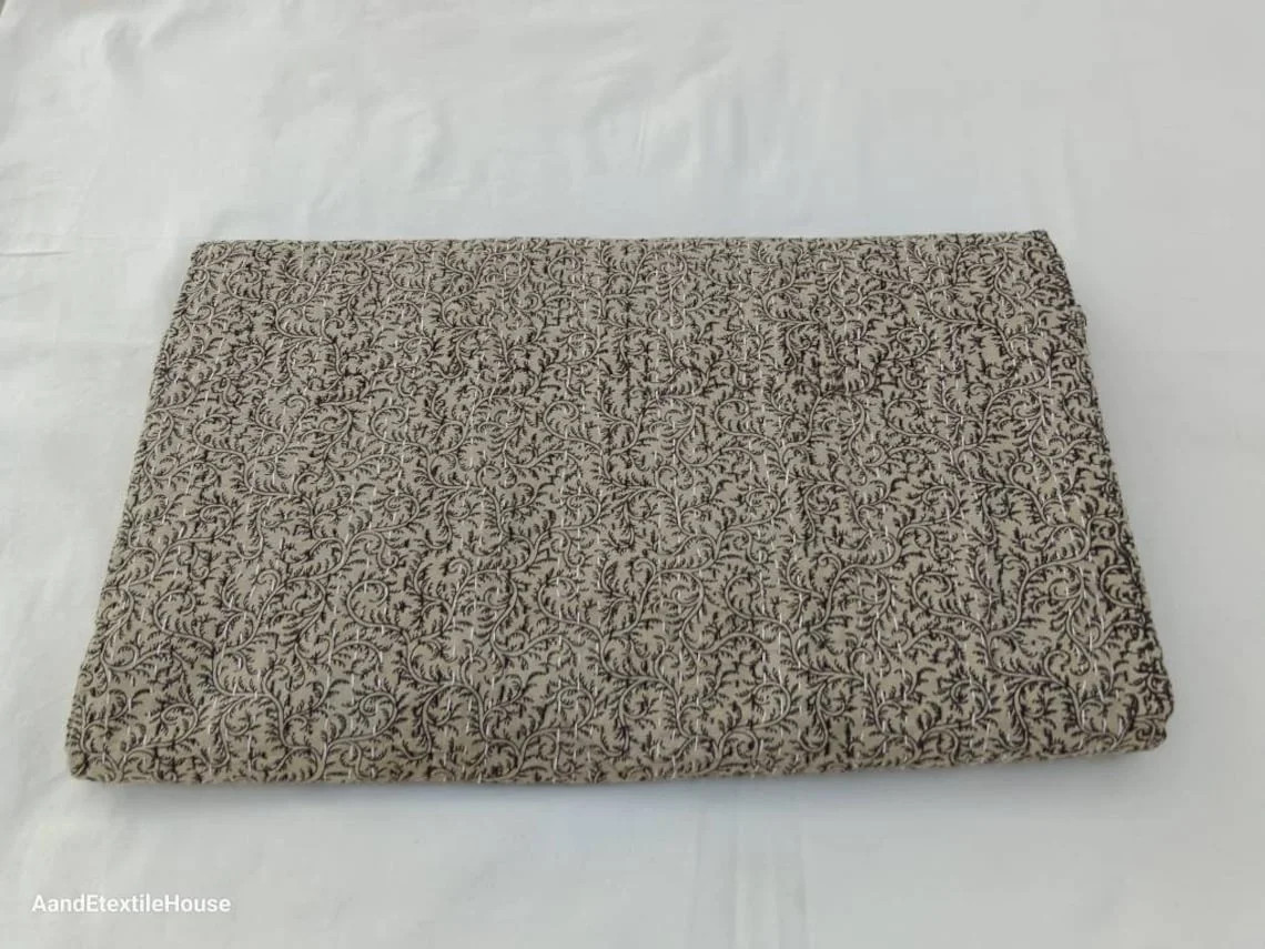 A And E Textile House Beige Kantha Quilt Handblock Print floral Kantha Indian Beddding Netural Co... | Walmart (US)