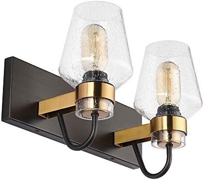 PRESDE Vintage Bathroom Vanity 2 Light Fixtures Over Mirror Wall Sconce Lighting Black Brushed Br... | Amazon (US)