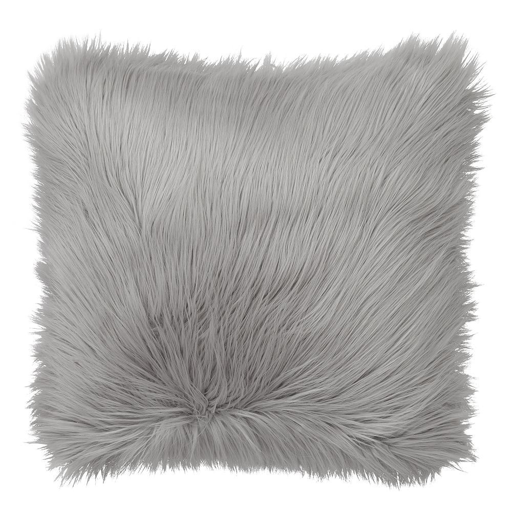 Himalayan Faux-Fur Pillow Cover & Insert, 18x18, Gray | Pottery Barn Teen