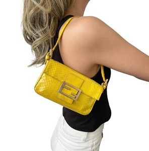 FENDI Vintage Mamma Baguette Mini Pochette Yellow Gold Leather Rank AB | eBay US