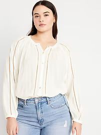 Button-Front Shirred Boho Blouse | Old Navy (US)