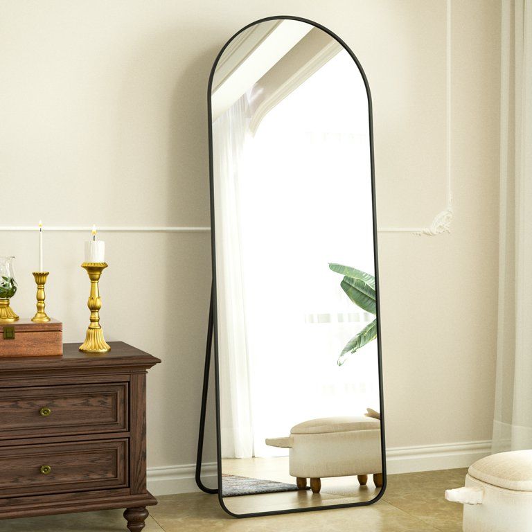 BEAUTYPEAK 65"x22" Full Length Mirror  Arched Floor Mirror Full Body Mirror Standing, Black - Wal... | Walmart (US)