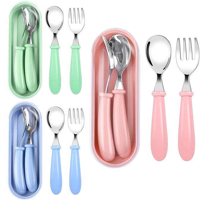Toddler Utensils, Toddler Forks and Spoons,Stainless Steel Baby Utensils Baby Silverware Set with... | Amazon (US)