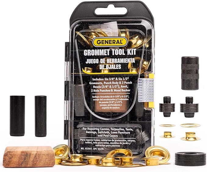 General Tools 3/8"-1/2" Grommet Kit | Rustproof Solid Brass Grommets | Ideal for Tarp Repair, Can... | Amazon (US)
