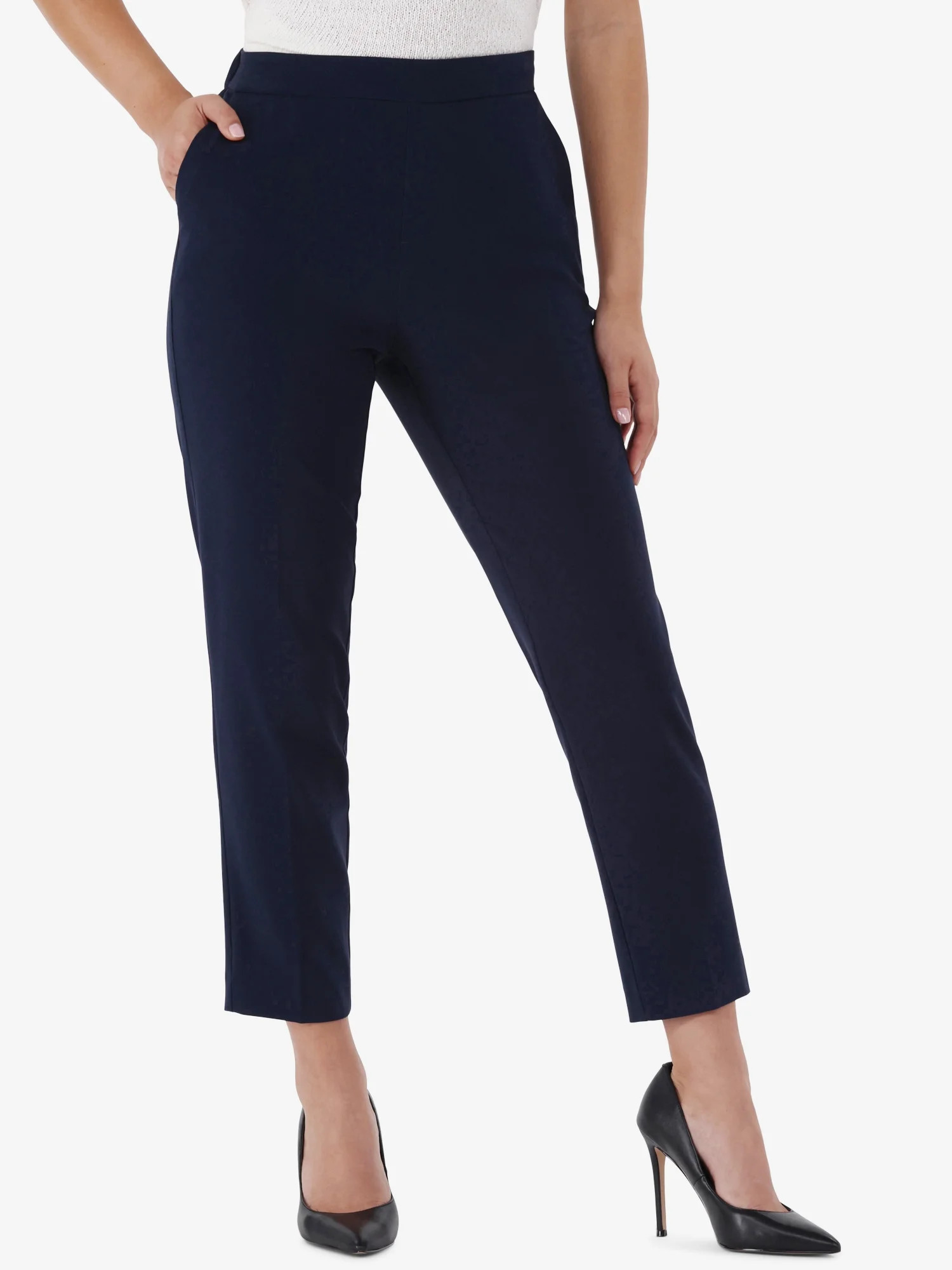 Time and Tru Women's Tapered Pull On Dress Pants, 27" Inseam, Sizes XS-XXXL | Walmart (US)