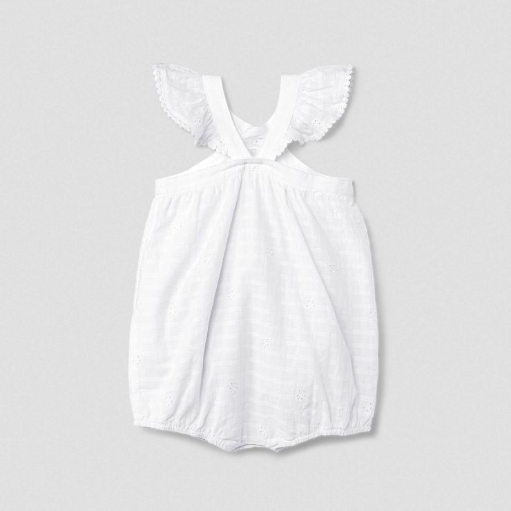 Baby Girls' Eyelet Flutter Sleeve Romper - Cat & Jack™ White | Target