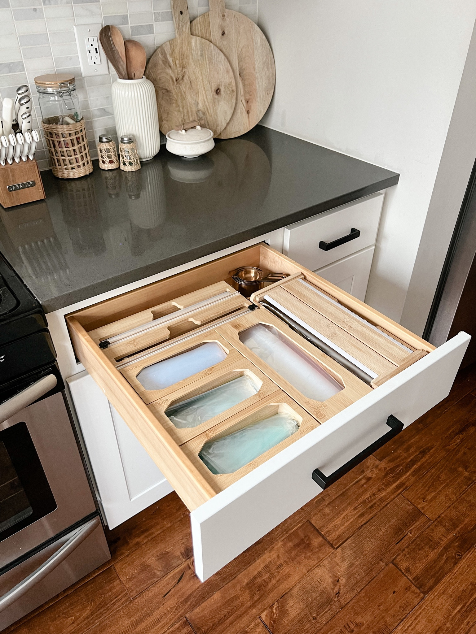 Kitchen drawer organization! Bag organizer, kitchen organization, foil organizer, kitchen hacks, amazon finds 

#LTKhome #LTKFind #LTKunder50