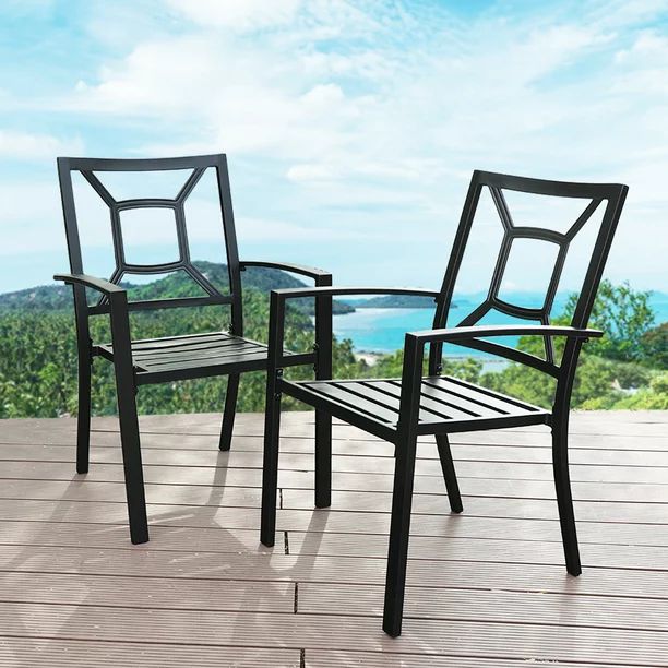 MF Studio Patio Dining Chair Outdoor Arm Chairs Power-coated Steel Frame for Indoor ＆ Outdoor, ... | Walmart (US)