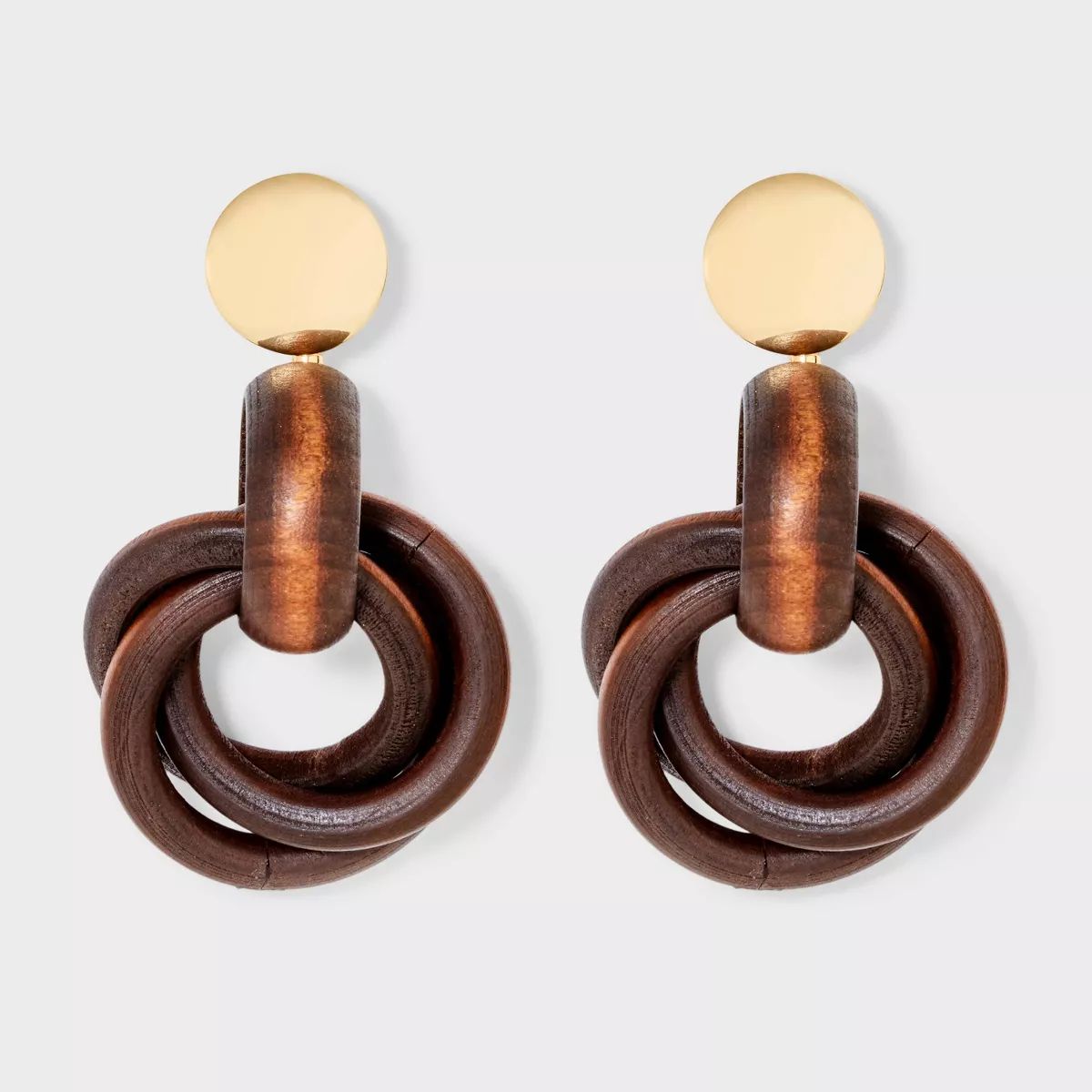Intertwined Ring Earrings - A New Day™ Gold/Brown | Target