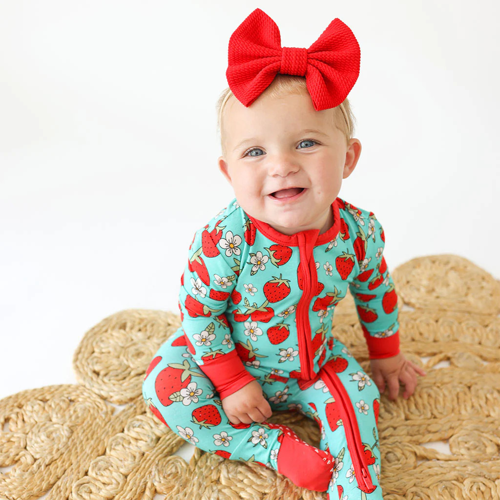 Strawberries Blue Baby Convertible Sleeper | Happy Berry | Posh Peanut