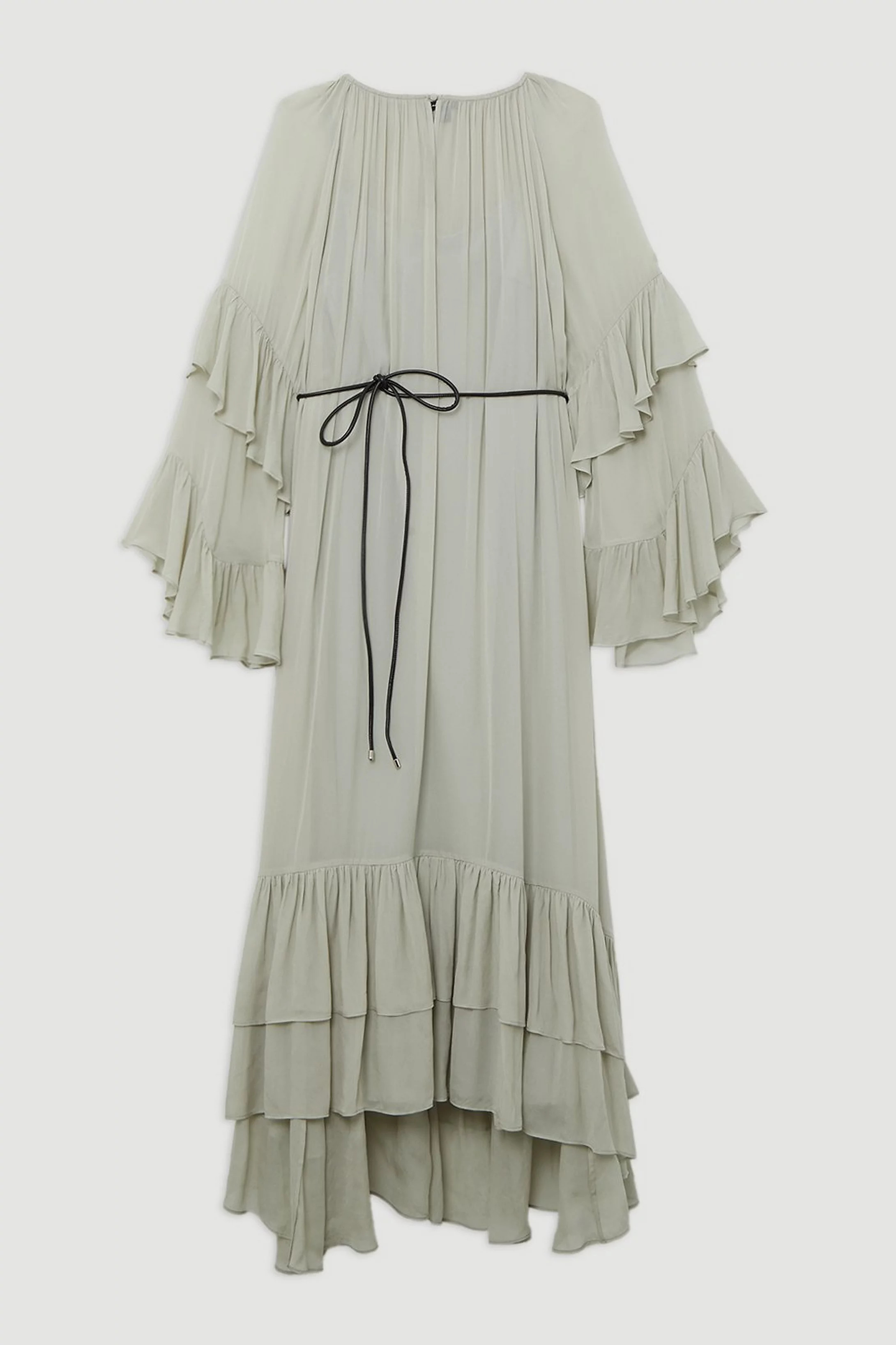 Drama Kimono Viscose Georgette Woven Maxi Dress With PU Belt | Karen Millen UK + IE + DE + NL