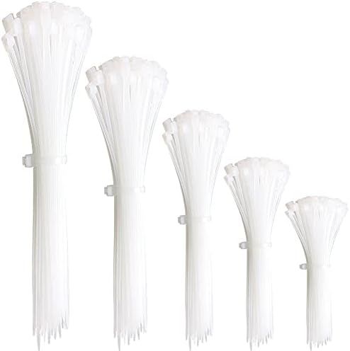 Amazon.com: Oksdown 300pcs White Zip Ties Assorted Sizes 4/6/8/10/12 Inch Clear Plastic cable tie... | Amazon (US)