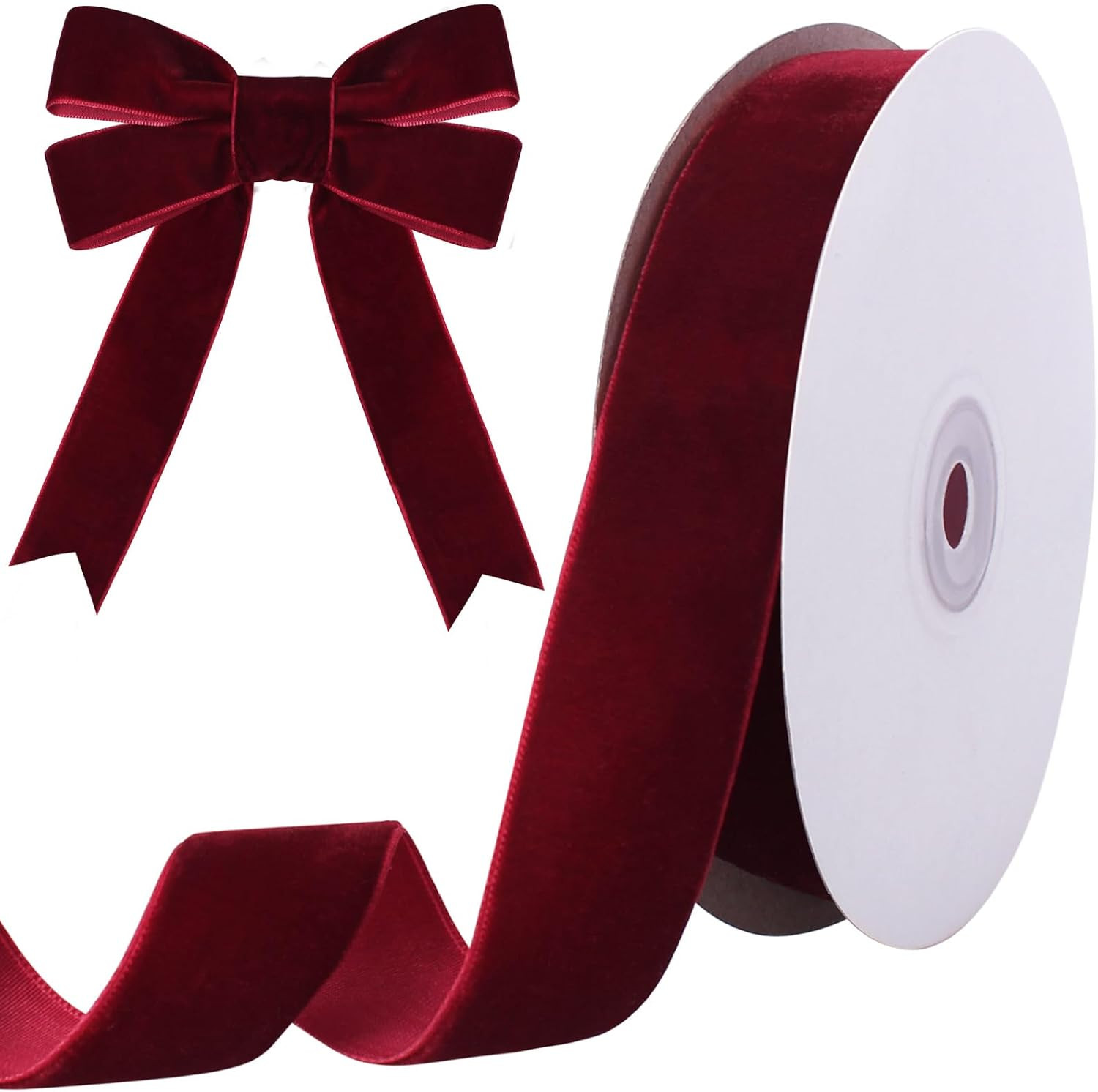 10 Yards Burgundy Velvet Ribbon for Christmas Tree,1 Inch | Amazon (US)