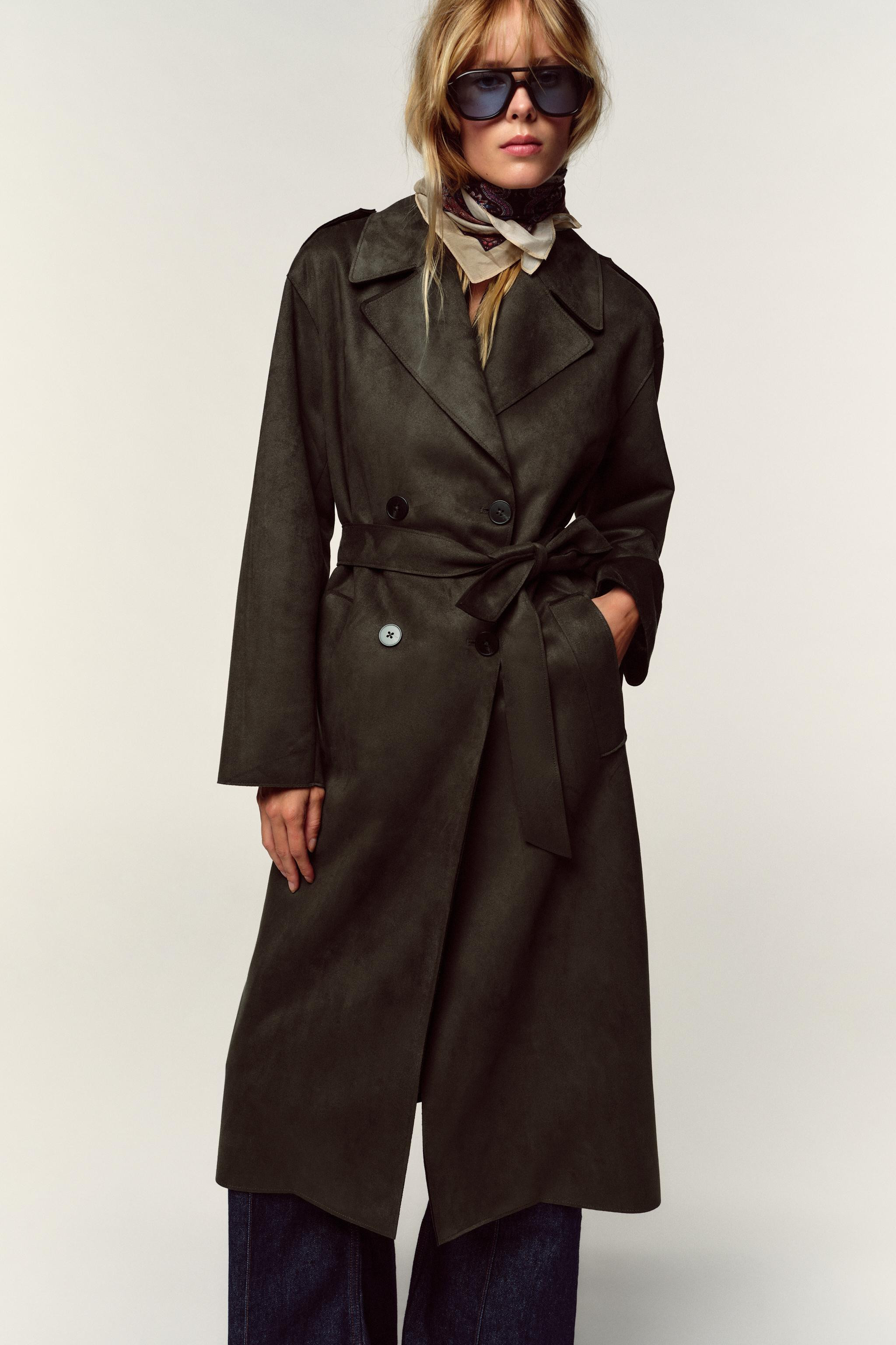 FAUX SUEDE BELTED COAT | Zara US