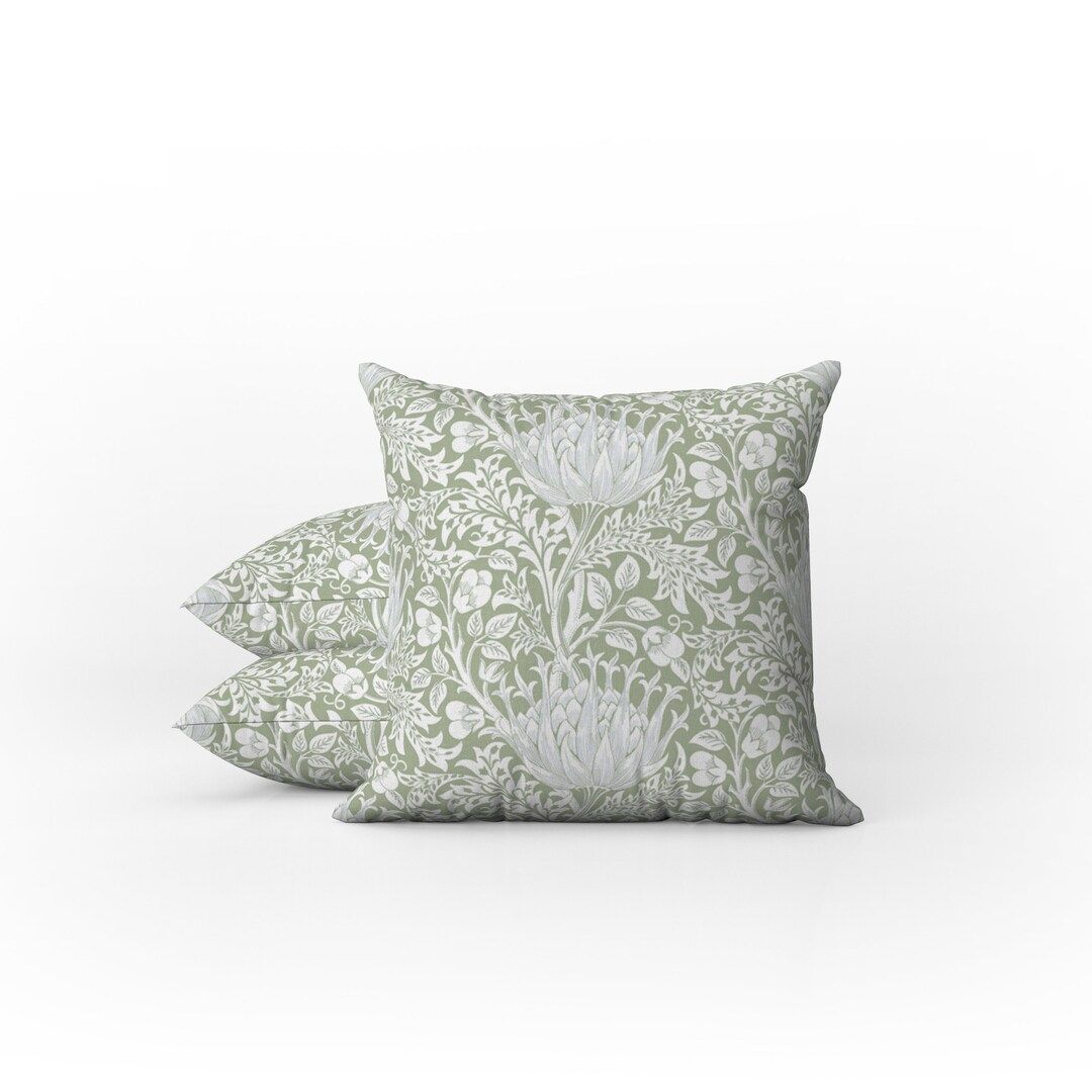 Outdoor Pillows Weatherproof Garden Cushions William Morris Vintage Floral Artichoke Sage Green W... | Etsy (US)
