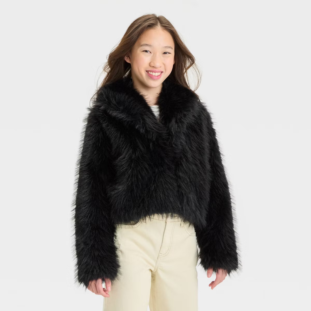 Girls' Short Faux Fur Jacket - art class™ | Target