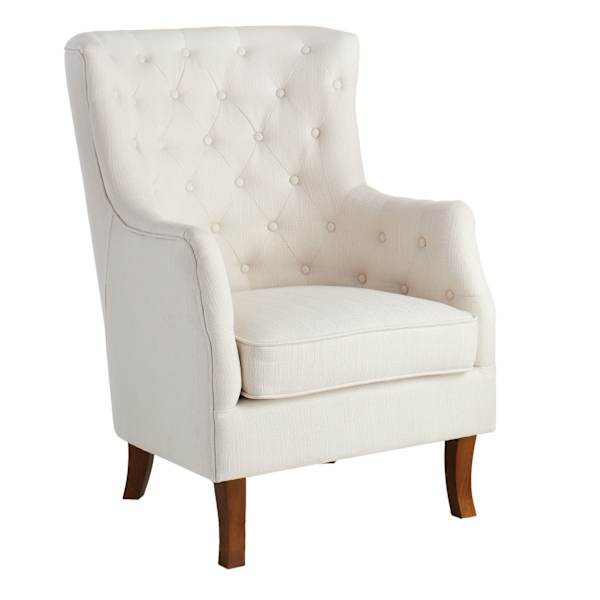 Providence Norfolk Tufted Accent Chair, White | At Home