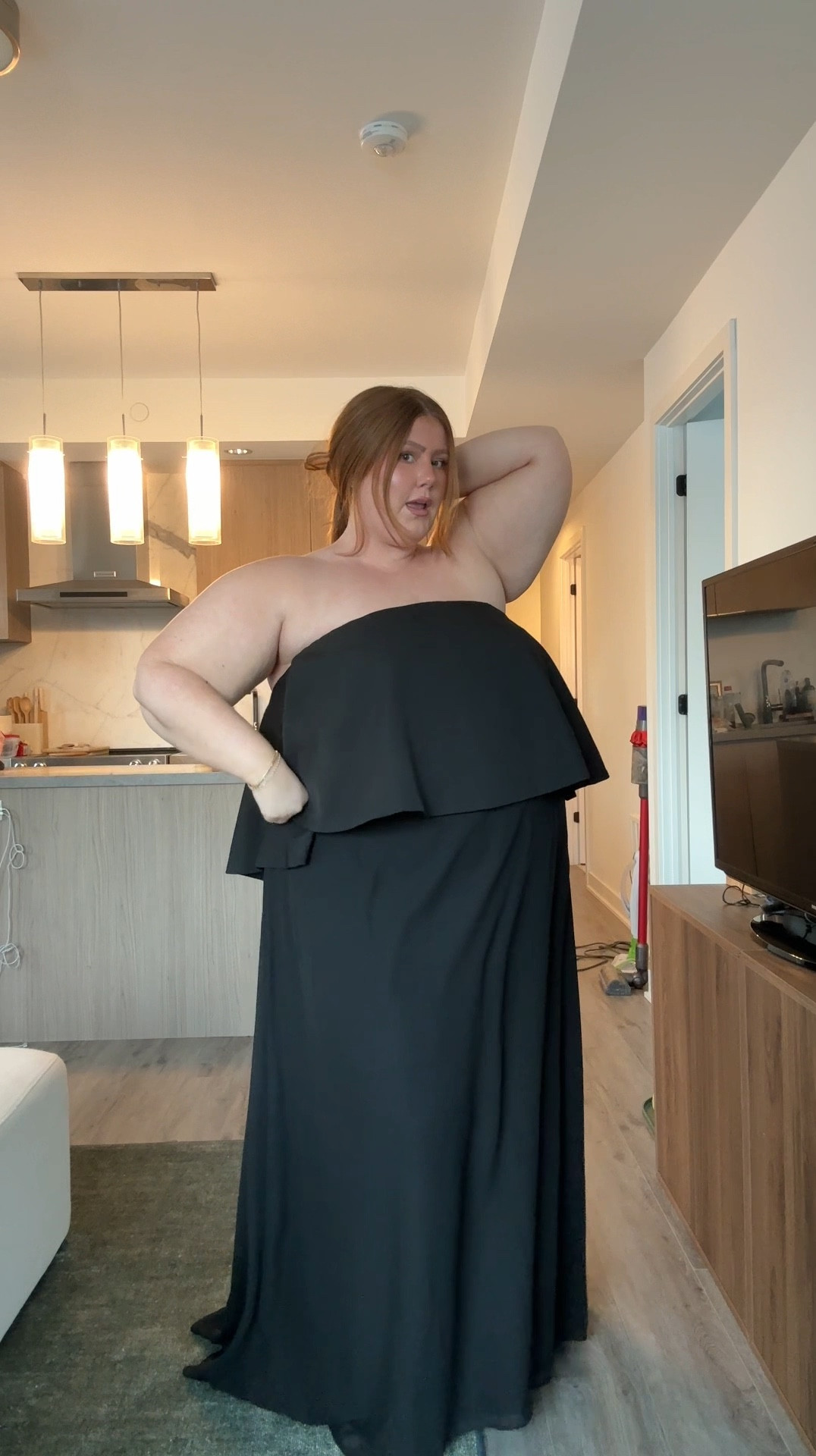 Black tie strapless dress. Wearing a US22!

Wearing a 3X in the blue sweatpants and a 4X zip hoodie

#LTKplussize #LTKholiday #LTKpartywear